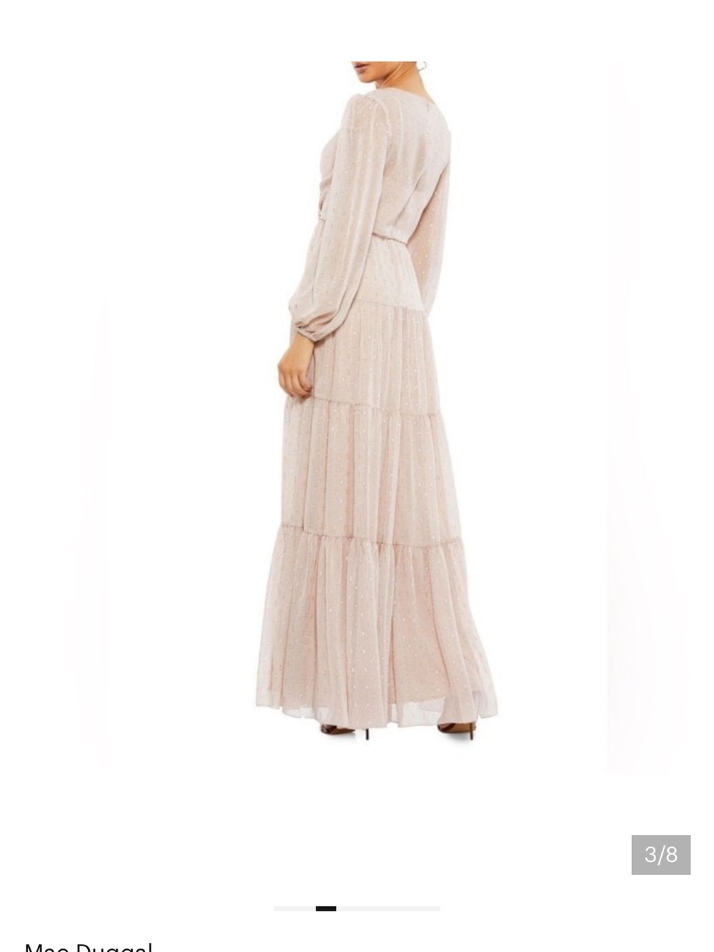 Mac Duggal Pale Blush Tiered Long Sleeve Maxi Dress - Picture 2 of 3